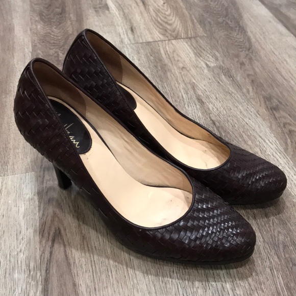 woven leather pumps